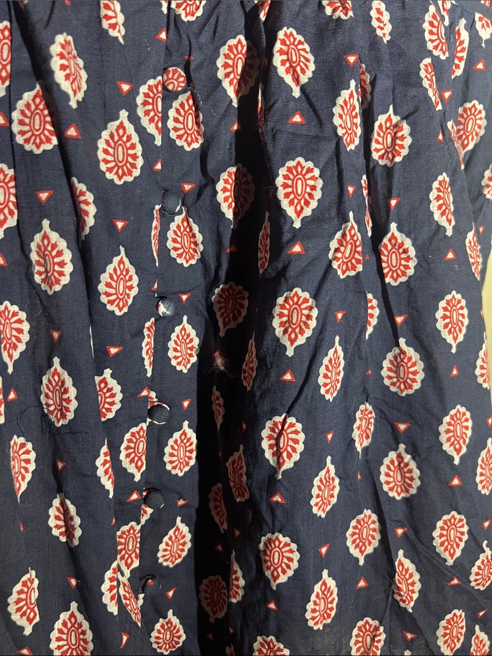 NWOT L Anthropologie Navy Blue & Red Indian Print Sleeveless Sundress w/pockets! - Picture 2 of 8